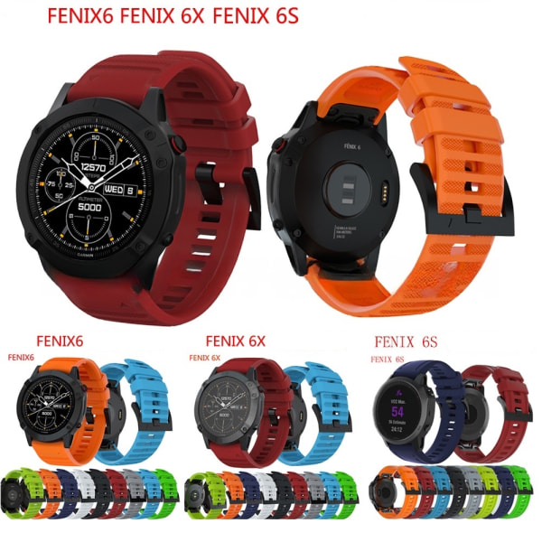 armbånd silikon Garmin 22mm Fenix ​​6 22 mm oransje