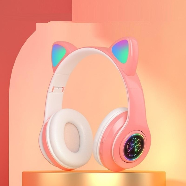 cat ear kuulokkeet bluetooth kissan korvat led valot sort