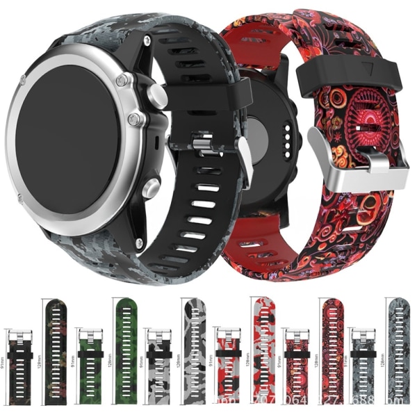 armbånd silikon Garmin Fenix ​​​​3 HR/Fenix ​​​​5x/fenix 7x grønn B