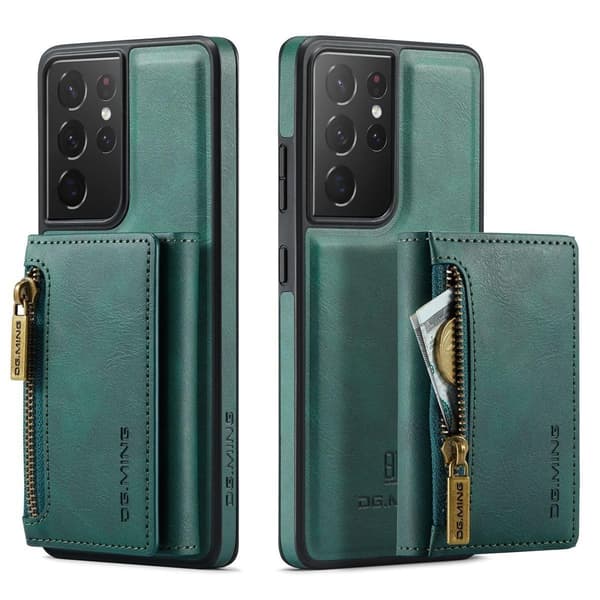 (Til iPhone 15 Pro Max) DG.MING M5-serien aftagelig pung-etui grøn