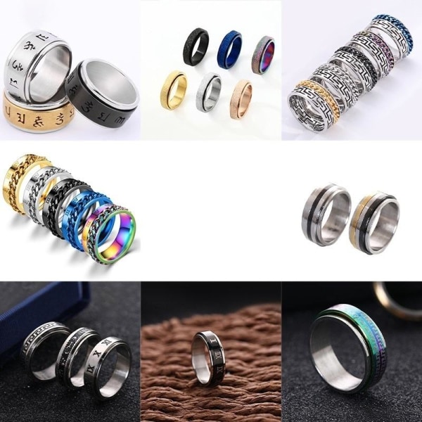 anti ångest spinner fidget roterande ring ringar Size7/17mm