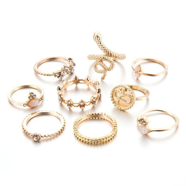 All fingers ring ringar set med olika mönster