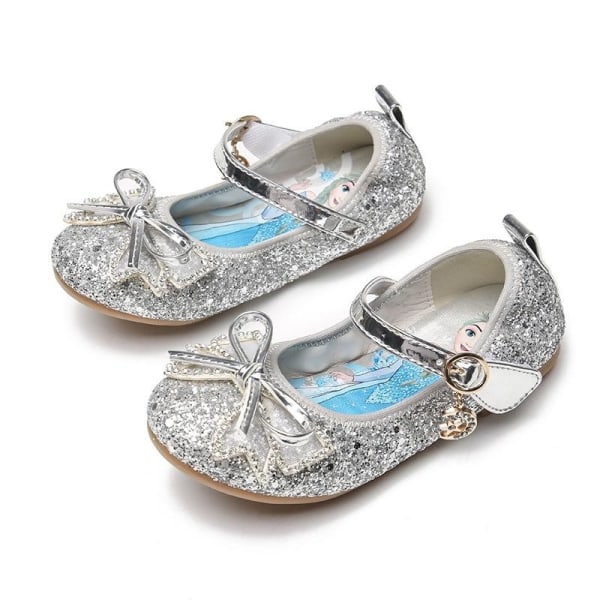 elsa prinsess skor barn flicka med paljetter silverfärgad 19cm / size31