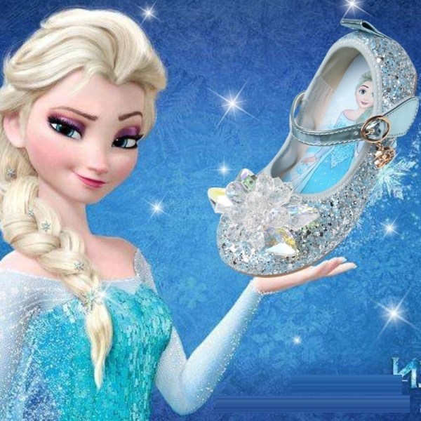 elsa prinsessa kengät lapsi tyttö paljeteilla sininen 15cm / koko 23