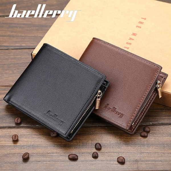 Baellerry Män Kort Plånböcker Pu Läder Business Purse Trifold Cl Kaffe Horizontal