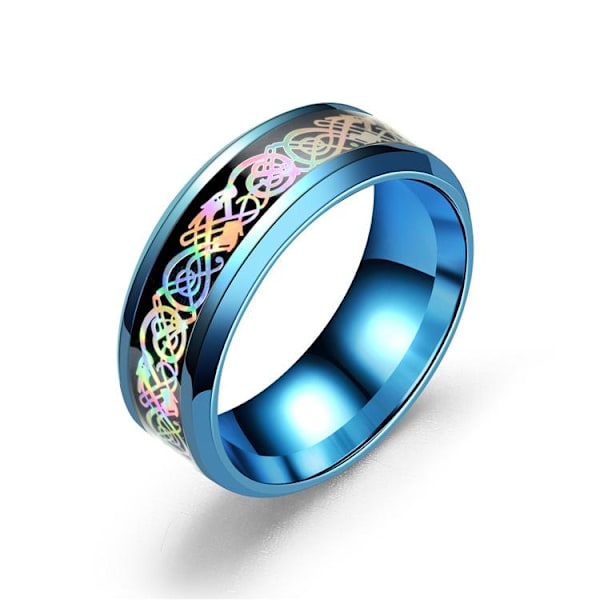 Farverig Glare Dragon Mønster Ring | Modesmykke Statement P blå farverig nr. 11