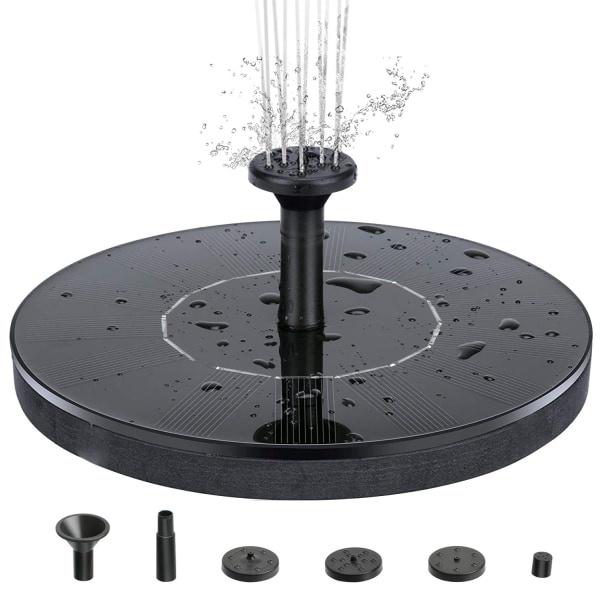 Vattenfontän solcellsdriven 13cm 16cm svart fontäner solcellsfon Diameter 16cm