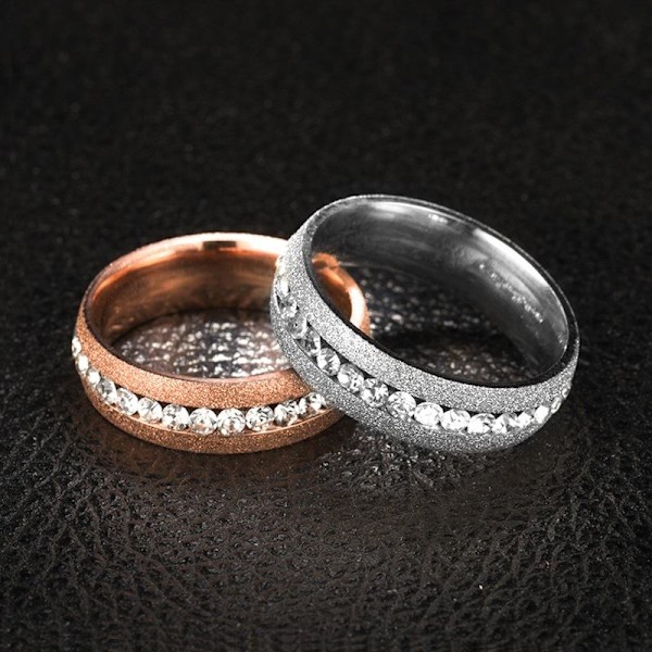 Rose Gold Steel Diamond Dubbade enkelrads parring med frostade i stålfärg frostat nr 7