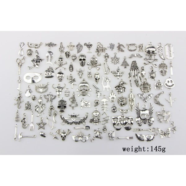 charms smykker øredobber DIY-pakke 100 stk sølvfarget