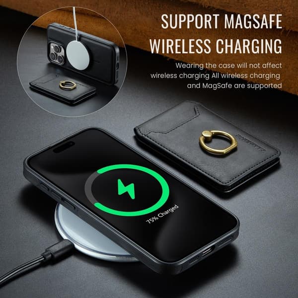 (Til iPhone 13 Pro Max) MagSafe Telefoncover med roterende ring lys brun