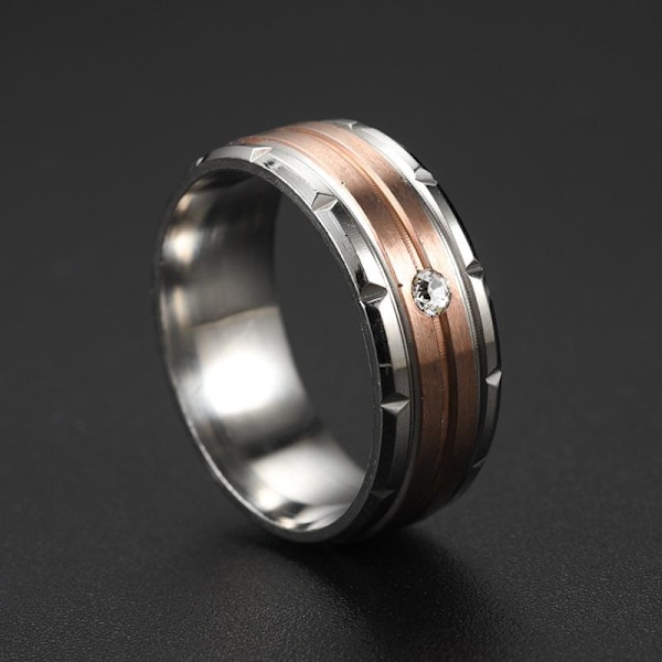 Diamant tvåfärgad stegskuren blomring - elegant modestatement me 8mm roséguld med diamanter nr 13