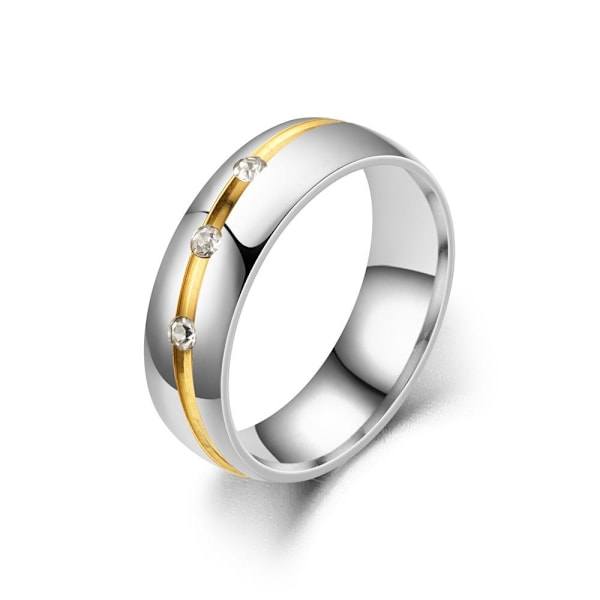Zirconia Guld Personlighed Par Ring - Flot 3-Diamant Pinky Ring 6 mm diamantfri herremodel nr. 9