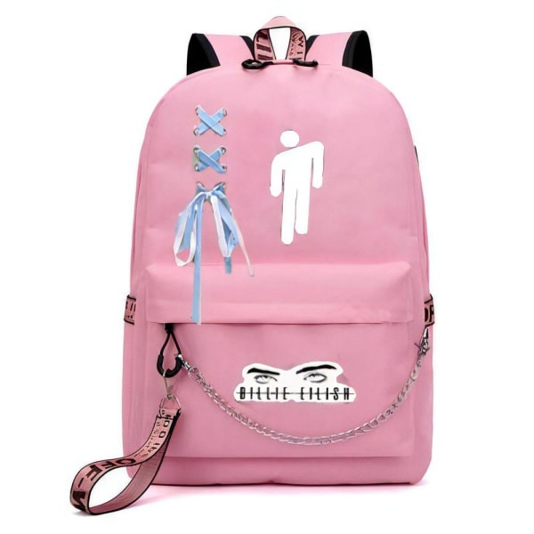 Billie Eilish ryggsäck barn ryggsäckar ryggväska med USB uttag 1 rosa