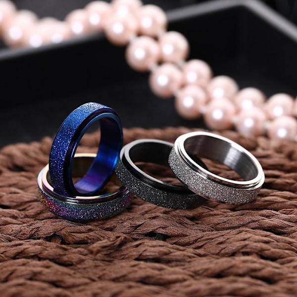 antistress spinner pyörivä fidget ring rings musta Størrelse 9 / 19 mm