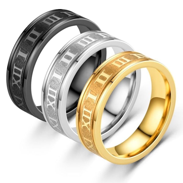 Roman Inner Arc Step Corrosion Ring - Minimalistiset korut ruostumattomasta teräksestä 6mm teräsmaali Nro 13