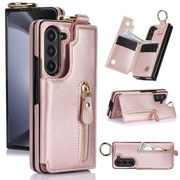 (Til Samsung Galaxy Z Fold 7) Holdbart telefoncover med ringgreb brun