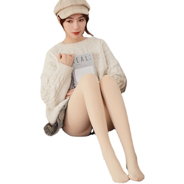 lämmin talvi fleece leggingsit sukkahousut vuorattu beige ei sukkia 180g