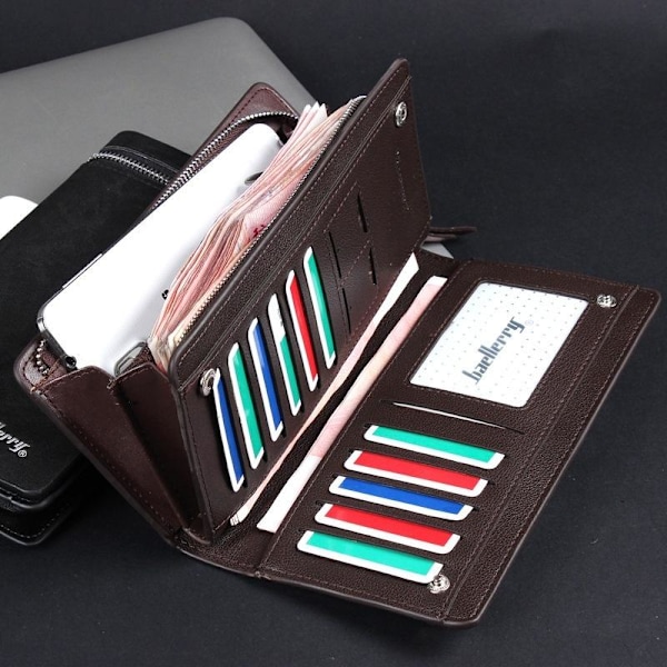 Baellerry Business Clutch Lommebok for menn Lang glidelås Håndveske dyp farge