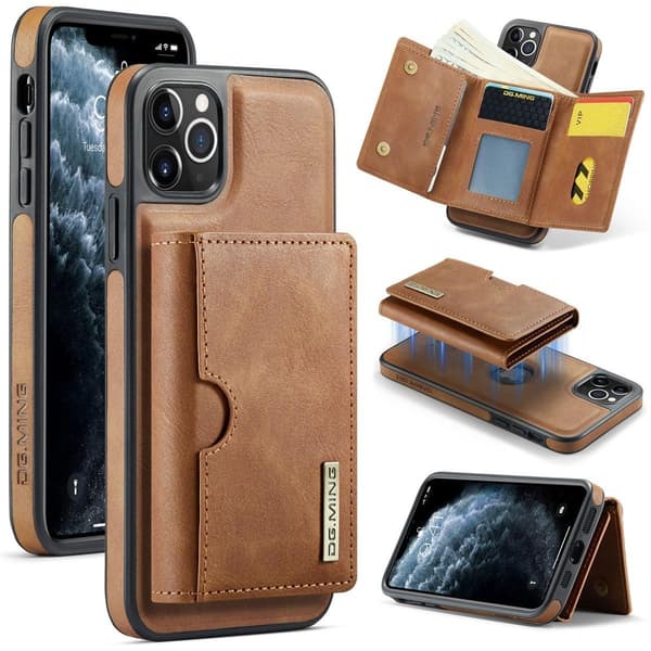 (Til iPhone 14 Plus) DG.MING M6 Serien Magnetisk Pung Etui brun