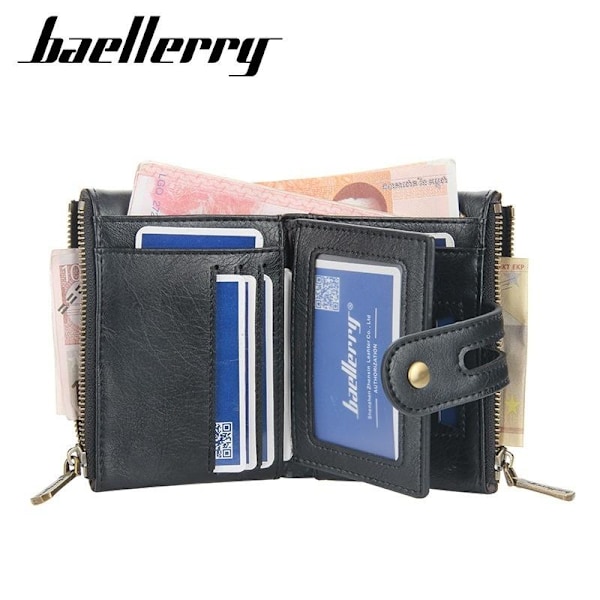 Baellerry Slim Bifold-plånbok för män med dubbel dragkedja och f kaffe