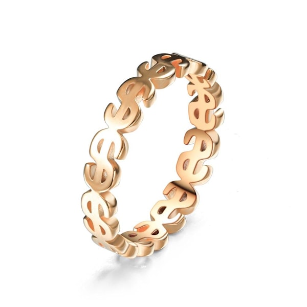 Elegant Hollow Cut 14k guldring - tidlöst modestatement för kvin 5mm gyllene dollar nr 6