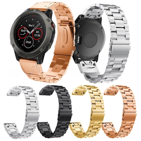 armbånd stål Garmin Fenix ​​5x/Fenix ​​6x/Enduro sort