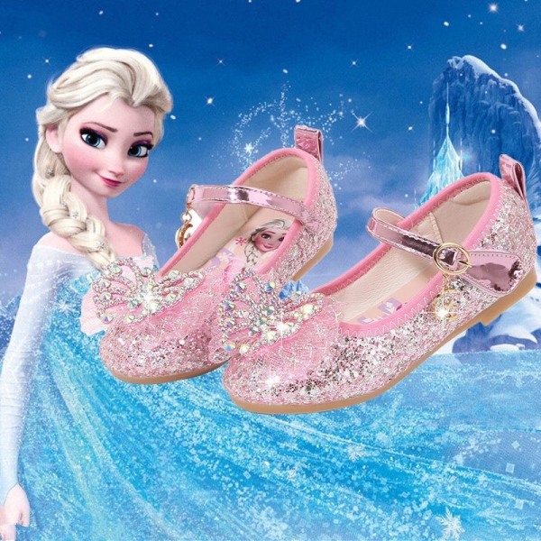 elsa prinsessa barn skor med paljetter rosa 20cm / size33