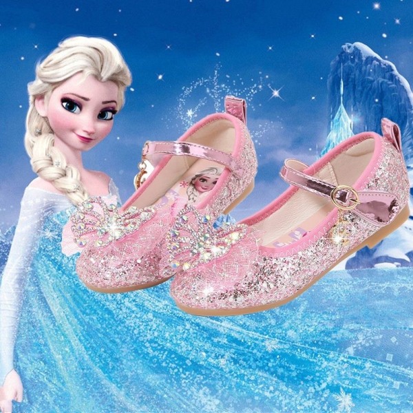 elsa prinsesse børnesko med pailletter pink 21 cm / størrelse 35