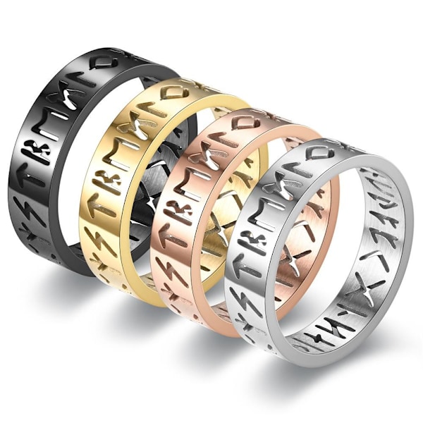 Nordic Rune Herrring i rostfritt stål - bestående symbol för sty 6mm guld nr 11