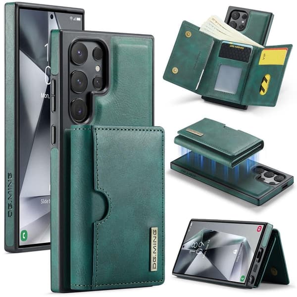 (För Samsung Galaxy S22) DG.MING M6-seriens läderfodral: RFID-bl grön