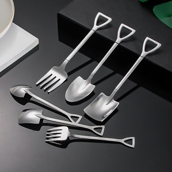 6st rostfritt stål kök köksredskap sked gaffel spetsig spade for