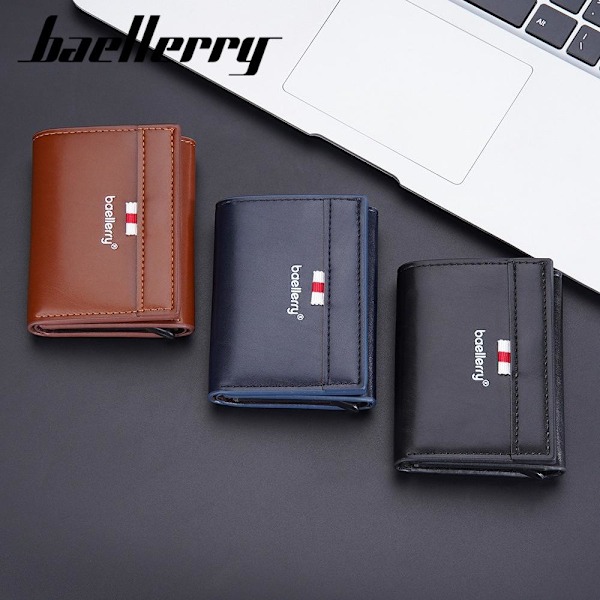 Baellerry RFID Blokering Herrepengepung Slim Trifold Multi Card Sl sort