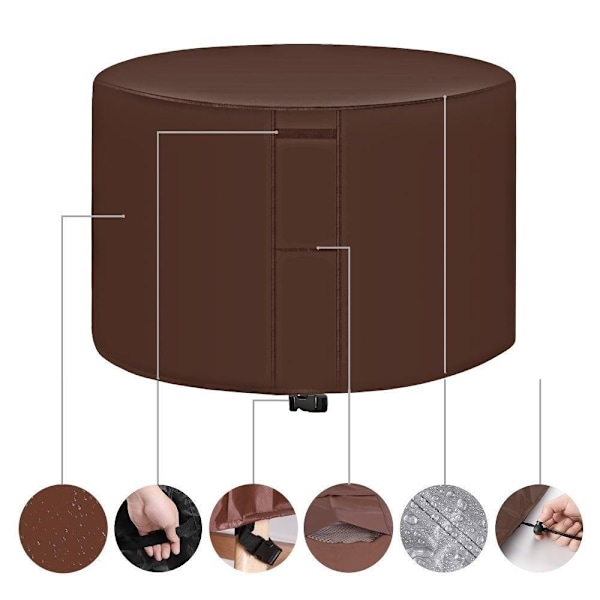 skydd för utemöbler runda överdrag trädgårdsmöbler brun 185(diameter)*110cm
