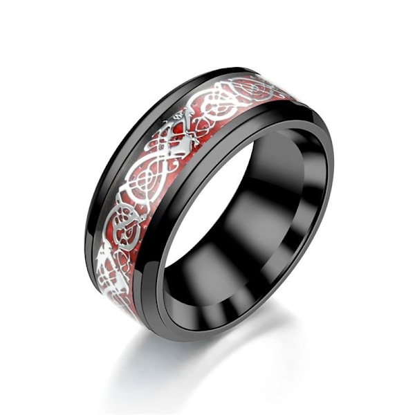 Carbon Fiber Dragon Pattern Ring - Exotisk Noble Style Statement 8mm grön silverbit nr 13