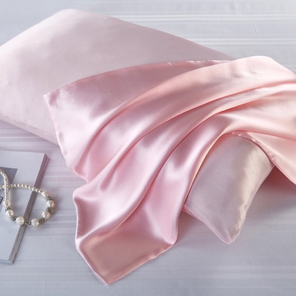 Genuine Silk Satin Silk Korkealaatuinen tyynyliina 1 kpl vaaleanpunainen kirjekuorityyli 50*75