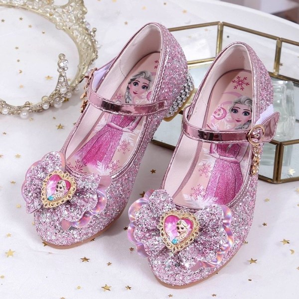 elsa prinsess skor barn flicka med paljetter rosa 16cm / size24