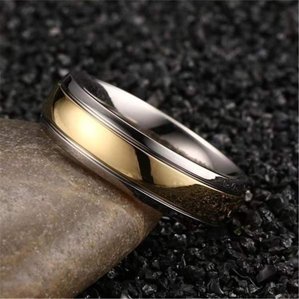 Dubbelrad diamantkloförlovningsring med pärlor och guldplätering 6 mm guld för män nr 11