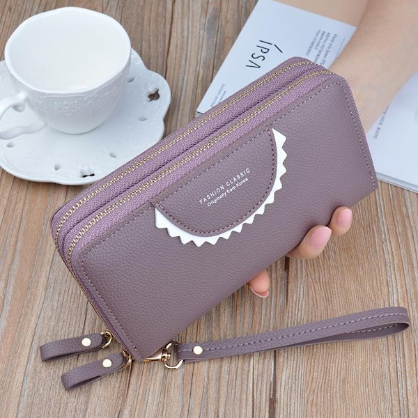 Baellerry PU läder dubbel blixtlås handväskor mode telefonväskor Violett 19.5cm*9.5cm*4cm