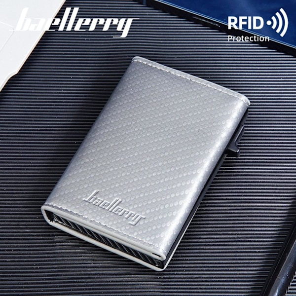 Baellerry RFID-blockerande automatisk popup-plånbok Kolfibermagn svart