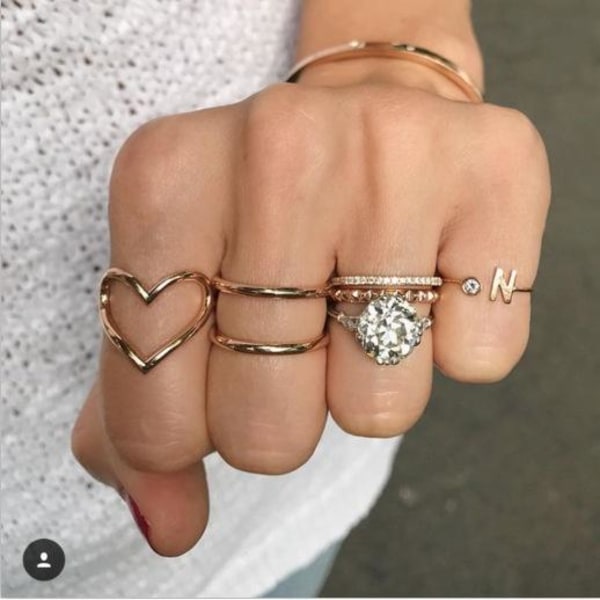 All fingers ring ringar set med olika mönster