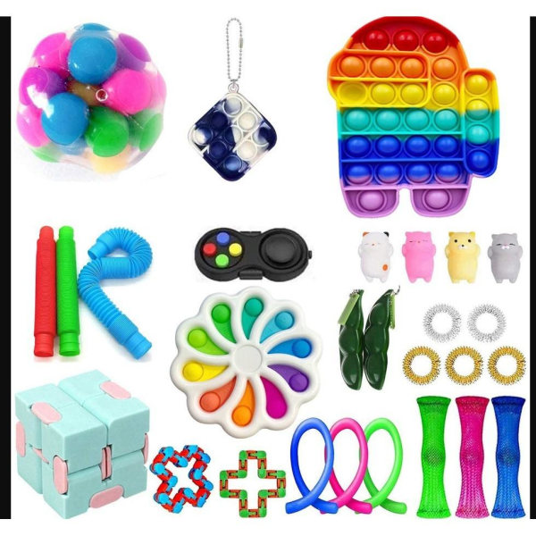 28st fidget toys pack festfavörer sensoriskt pop it stressboll