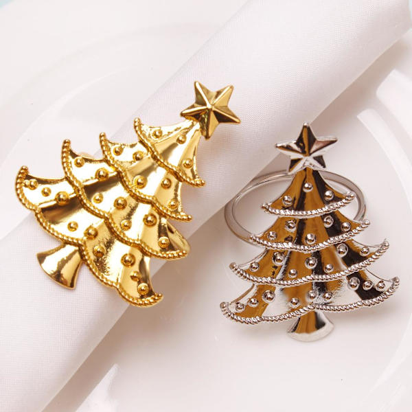 Servietringe Jul Thanksgiving Holidays Julepynt Julepynt ca 6 stk / guld juletræ