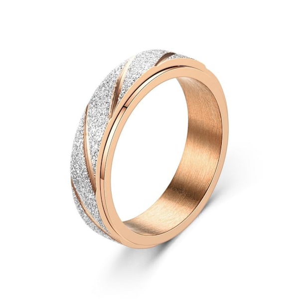 Roterande dekompressionsmönster Ny färg frostad ring: unik stres 6mm blomma roséguld nr 6