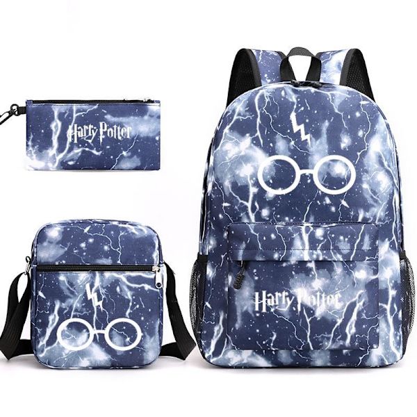 harry potter reppu lasten penaali olkalaukkupakkaus (3 kpl) vilkkuva sininen 3