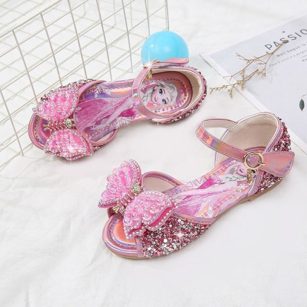 elsa prinsesse sko barn pige med pailletter pink 16 cm / størrelse 23