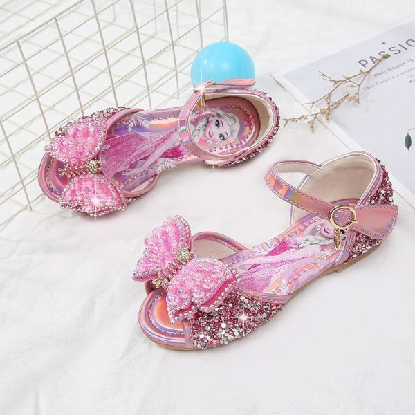 elsa prinsesse sko barn pige med pailletter pink 17,5 cm / størrelse 26