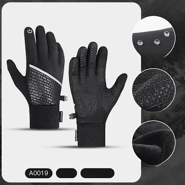 vinter handskar touchvantar vattentäta mc handskar A0019 svart XL