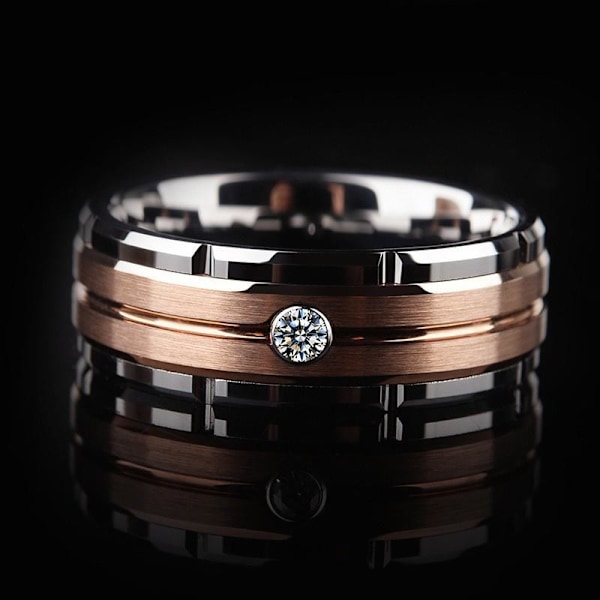 Diamantring med to farver og trappetudsnit - elegant modeerklæring 8mm sort med diamanter nr. 7