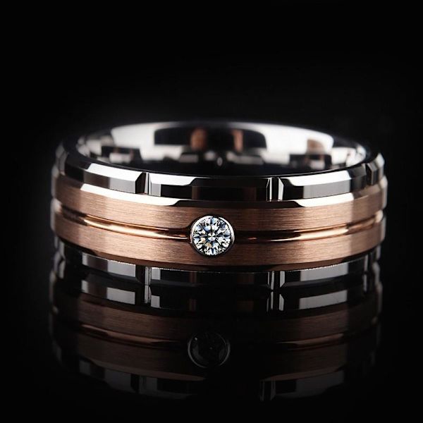 Diamantring med to farver og trappetudsnit - elegant modeerklæring 8mm sort med diamanter nr. 9