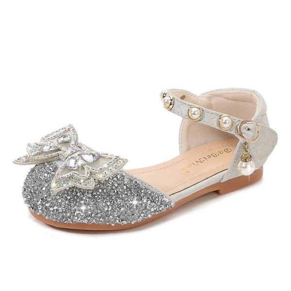 elsa prinsess skor barn flicka med paljetter silverfärgad 19.5cm / size30